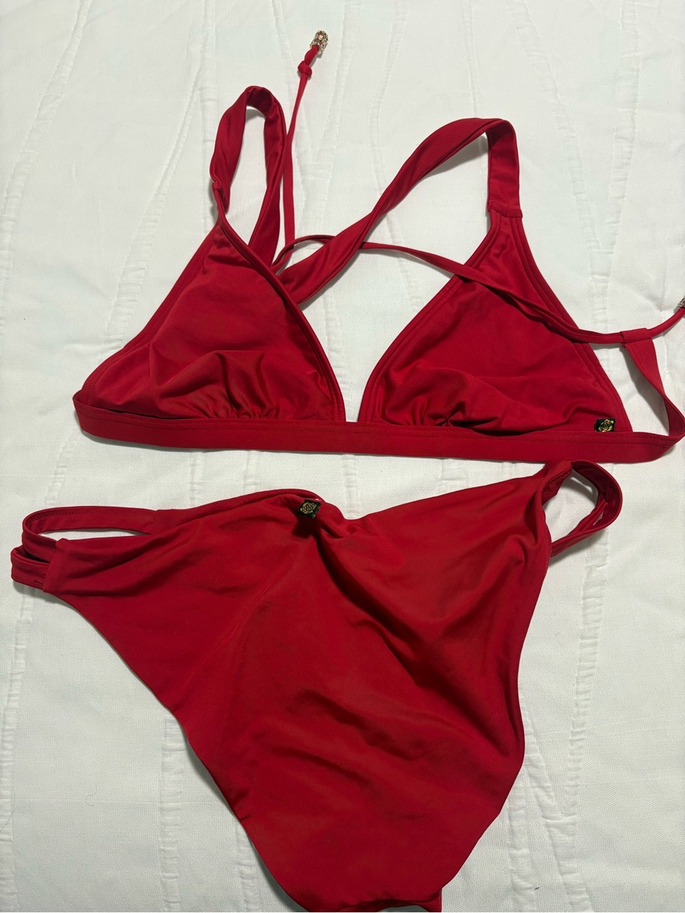 La vie en rose Red Women’s Triangle Bikini Set - Unbranded